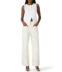 Steve Madden Sydnee Floral Print High Rise Straight Leg Denim Jeans