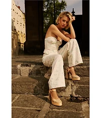 Steve Madden Sydnee Floral Print High Rise Straight Leg Denim Jeans