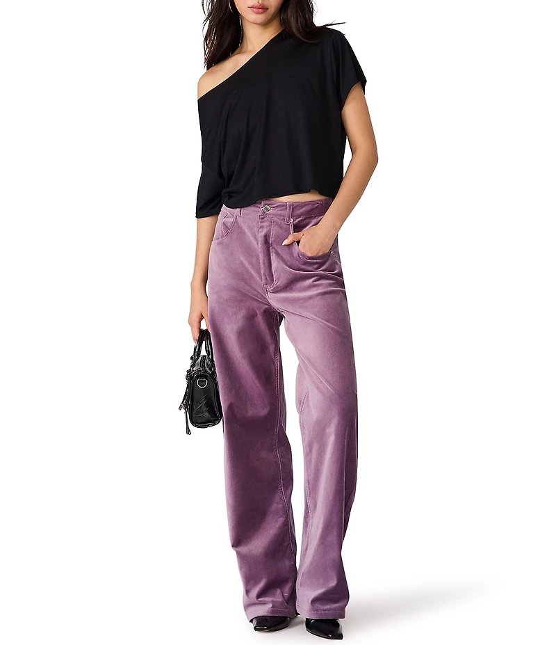 Steve Madden Sydnee Velveteen High Rise Barrel Leg Pants