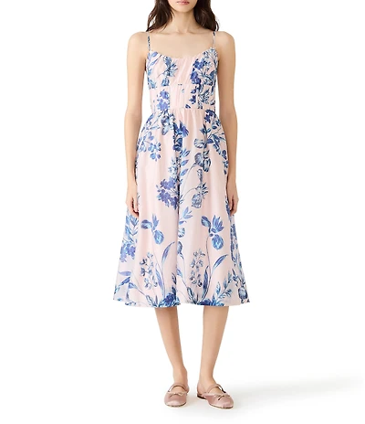 Steve Madden Talita Floral Print Scoop Neck Sleeveless Midi Dress