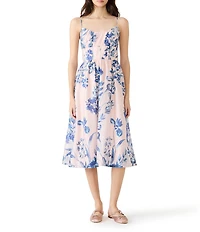 Steve Madden Talita Floral Print Scoop Neck Sleeveless Midi Dress