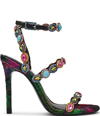 Steve Madden Tamala Floral Velvet Jewel Strappy Dress Sandals
