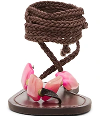 Steve Madden Tasha Beaded Ornament Ankle Wrap Flat Thong Sandals