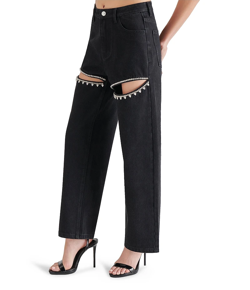 Steve Madden Taylor Denim Crystal Cut-Out Jeans