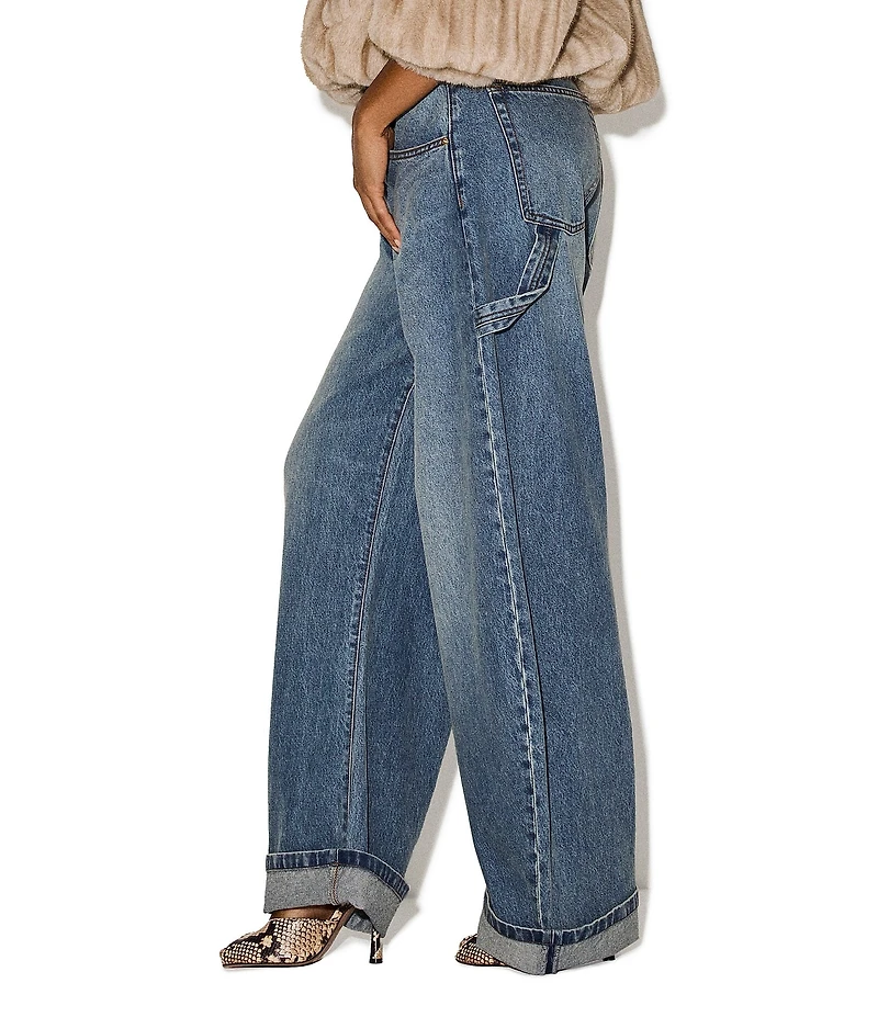 Steve Madden The Perry High-Rise Extreme Barrel Leg Cuffed Denim Jean