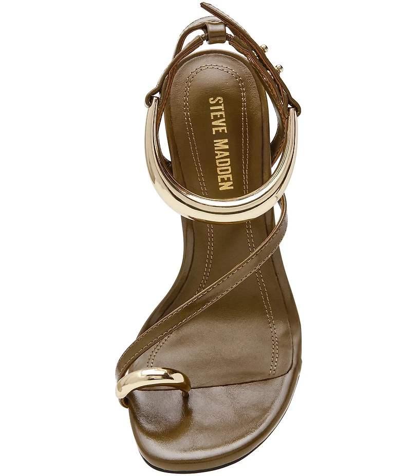 Steve Madden Tia Toe Loop Ankle Strap Hardware Dress Sandals