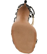 Steve Madden Tia Zebra Print Ankle Strap Toe Loop Hardware Dress Sandals
