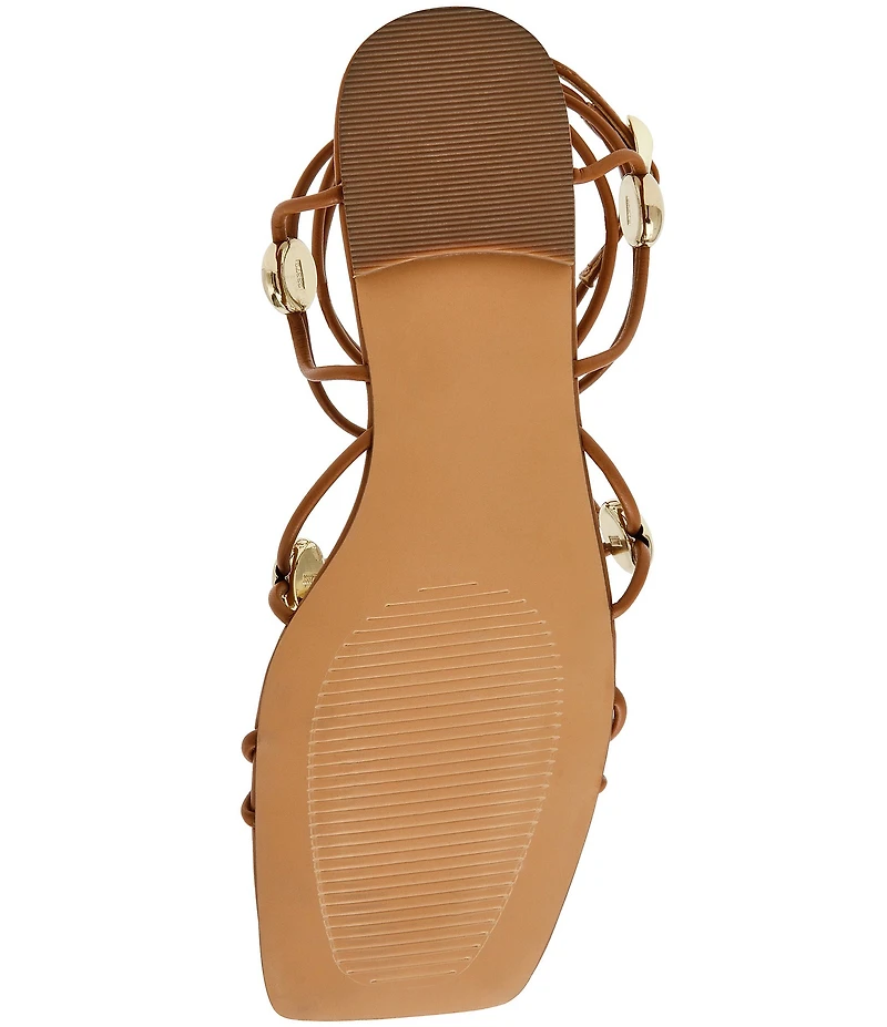 Steve Madden Tides Leather Strappy Metallic Ornamented Flat Sandals