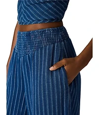 Steve Madden Tillie Striped High-Rise Balloon Leg Coordinating Linen Pants