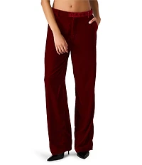Steve Madden Tonia Velvet Mid-Rise Slim Straight Leg Trouser Pants