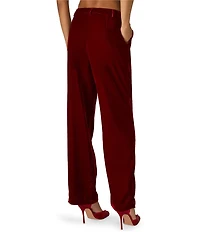 Steve Madden Tonia Velvet Mid-Rise Slim Straight Leg Trouser Pants