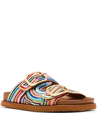 Steve Madden Tourist Sequin Embellished Buckle Hardware Slide Sandals