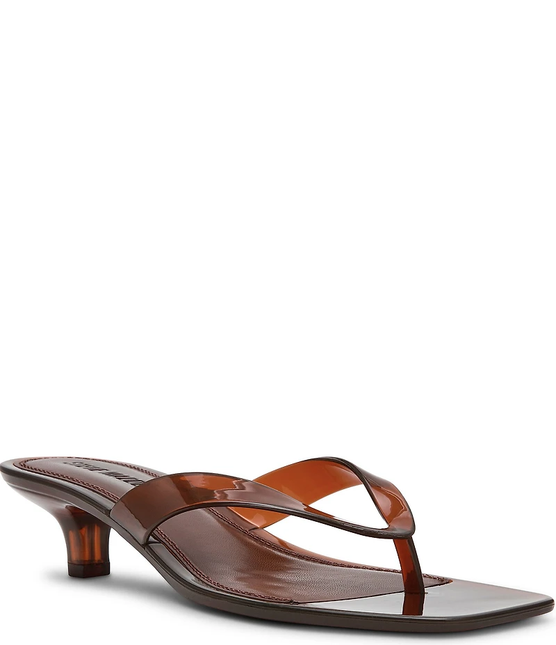 Steve Madden Tracie Jelly Clear Kitten Heel Thong Sandals