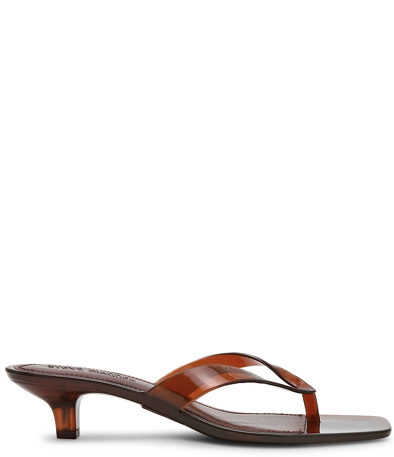 Steve Madden Tracie Jelly Clear Kitten Heel Thong Sandals
