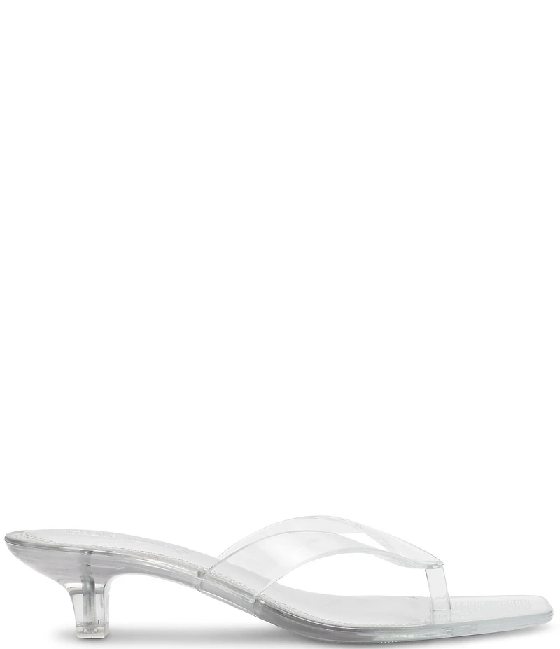 Steve Madden Tracie Jelly Clear Kitten Heel Thong Sandals
