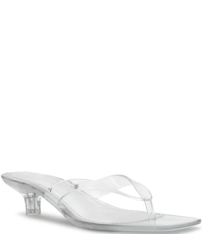 Steve Madden Tracie Jelly Clear Kitten Heel Thong Sandals