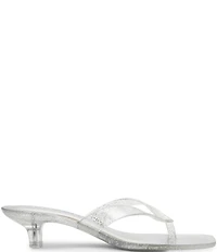 Steve Madden Tracie Jelly Clear Glitter Kitten Heel Thong Sandals