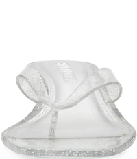 Steve Madden Tracie Jelly Clear Glitter Kitten Heel Thong Sandals
