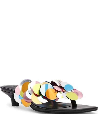Steve Madden Tracie Paillette Kitten Heel Thong Dress Sandals