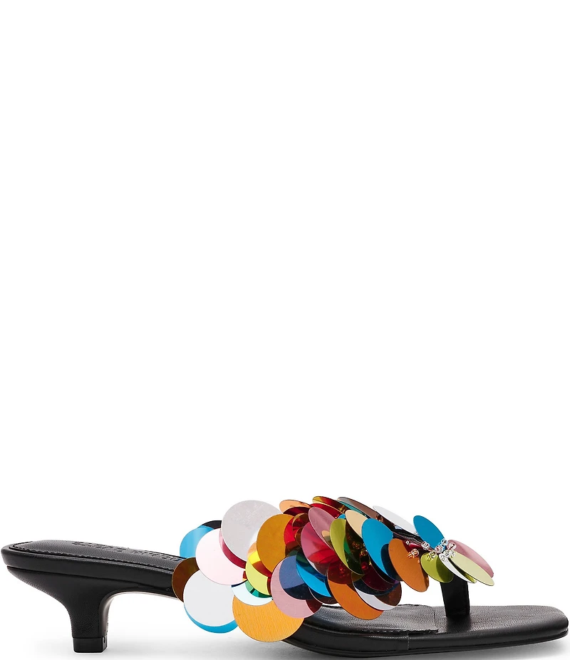 Steve Madden Tracie Paillette Kitten Heel Thong Dress Sandals