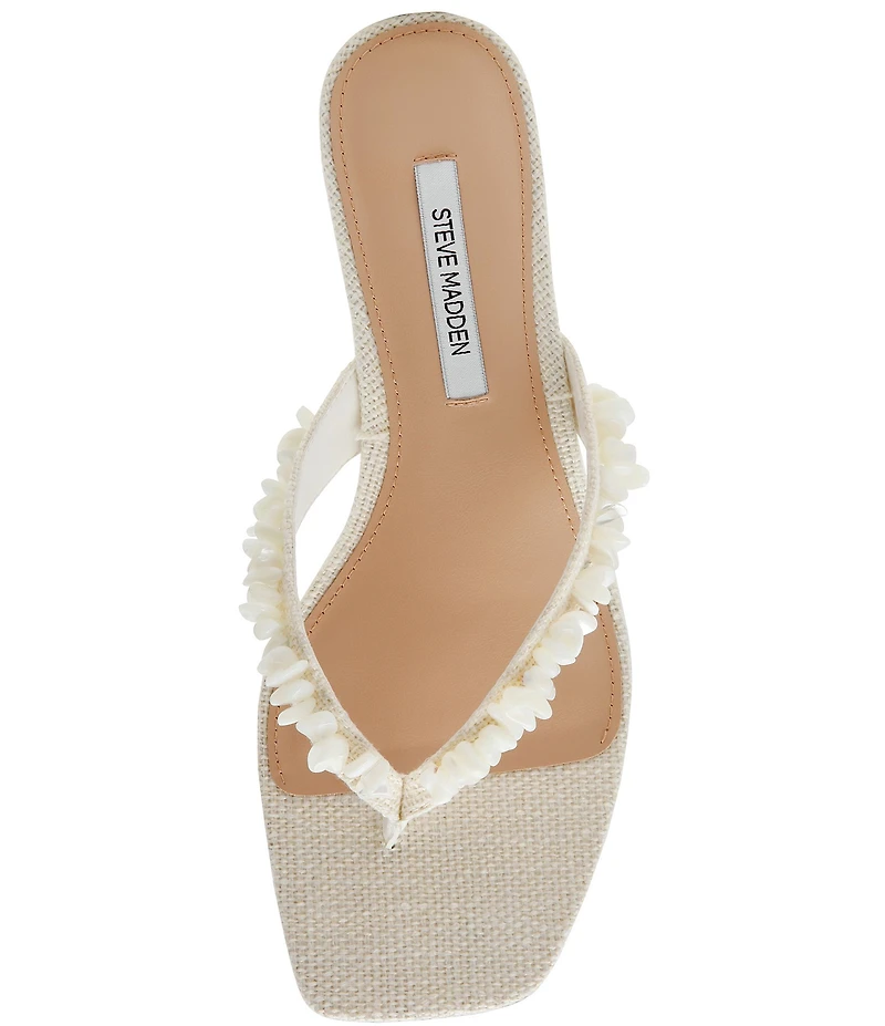 Steve Madden Tracie Shell Ornament Kitten Heel Thong Dress Sandals