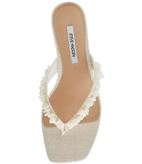Steve Madden Tracie Shell Ornament Kitten Heel Thong Dress Sandals