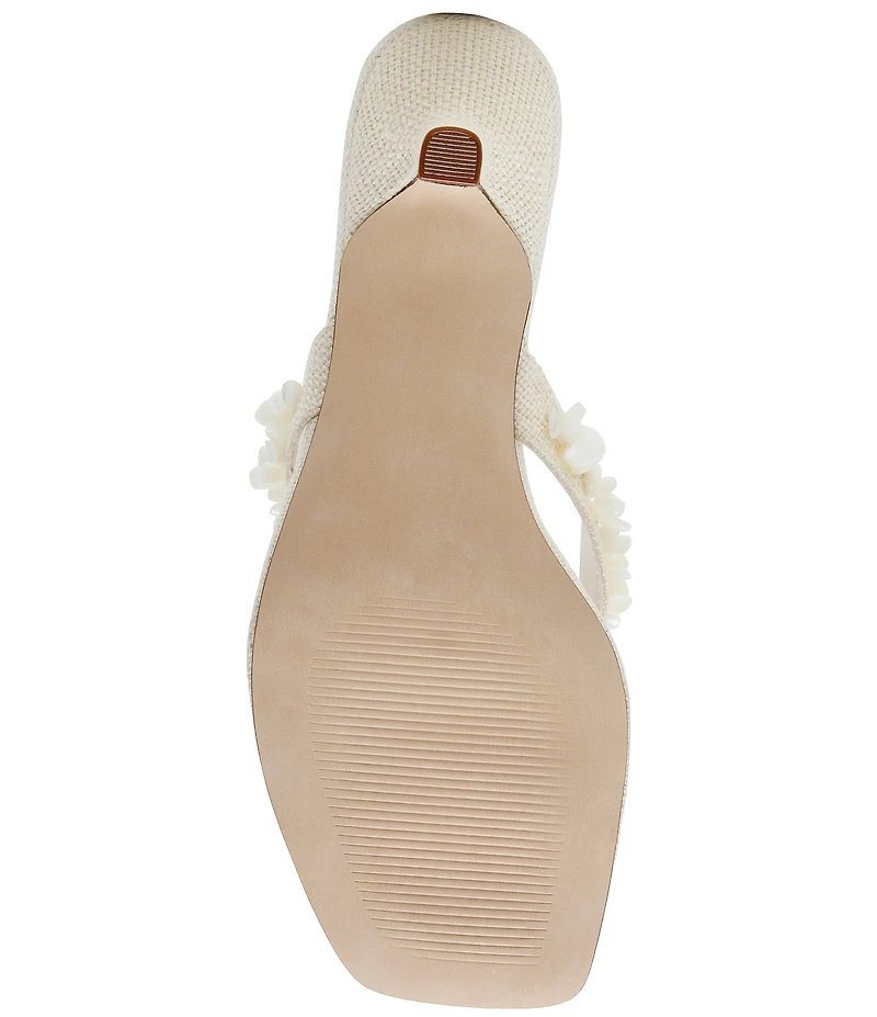 Steve Madden Tracie Shell Ornament Kitten Heel Thong Dress Sandals