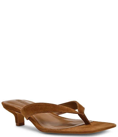 Steve Madden Tracie Suede Kitten Heel Thong Dress Sandals