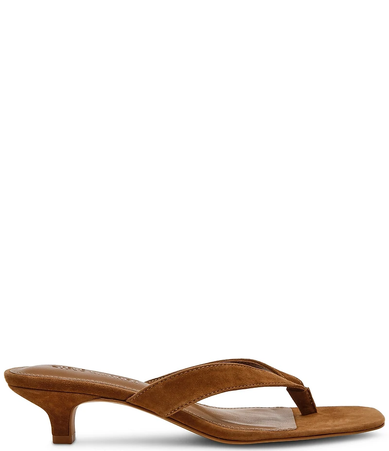 Steve Madden Tracie Suede Kitten Heel Thong Dress Sandals
