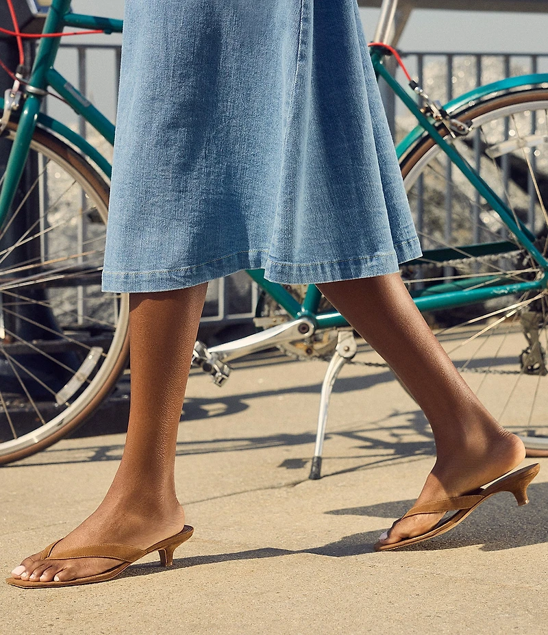 Steve Madden Tracie Suede Kitten Heel Thong Dress Sandals