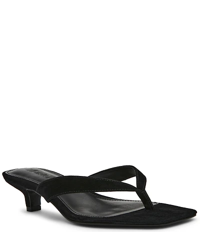 Steve Madden Tracie Suede Kitten Heel Thong Dress Sandals