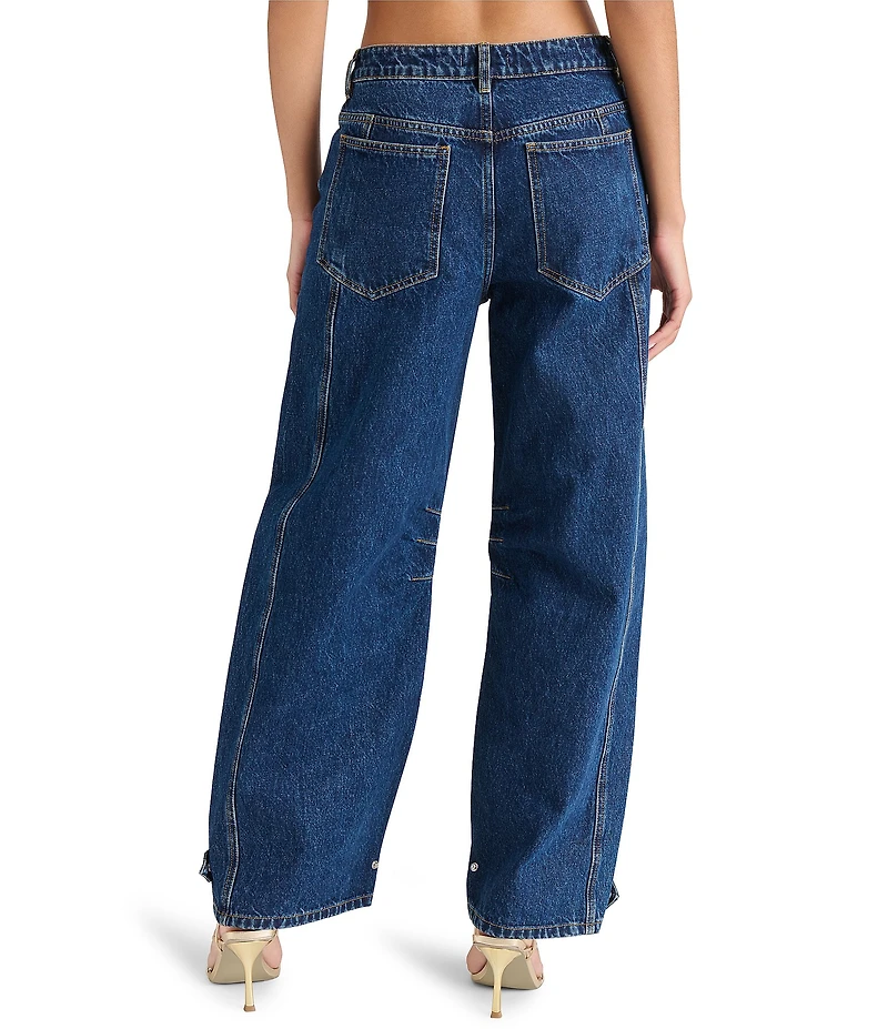 Steve Madden Tre Denim Mid-Rise Wide Leg Adjustable Ankle Strap Jeans