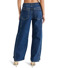 Steve Madden Tre Denim Mid-Rise Wide Leg Adjustable Ankle Strap Jeans