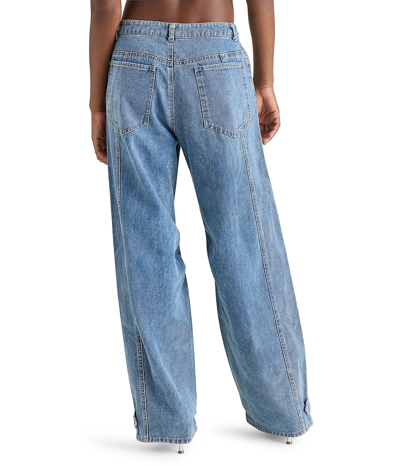 Steve Madden Tre Denim Mid-Rise Wide Leg Adjustable Ankle Strap Jeans