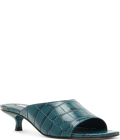 Steve Madden Trina Croco Embossed Kitten Heel Slide Sandals