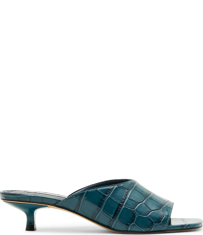 Steve Madden Trina Croco Embossed Kitten Heel Slide Sandals