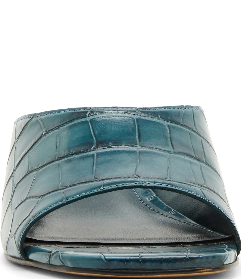 Steve Madden Trina Croco Embossed Kitten Heel Slide Sandals