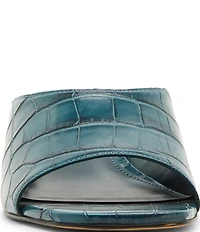 Steve Madden Trina Croco Embossed Kitten Heel Slide Sandals