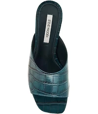 Steve Madden Trina Croco Embossed Kitten Heel Slide Sandals
