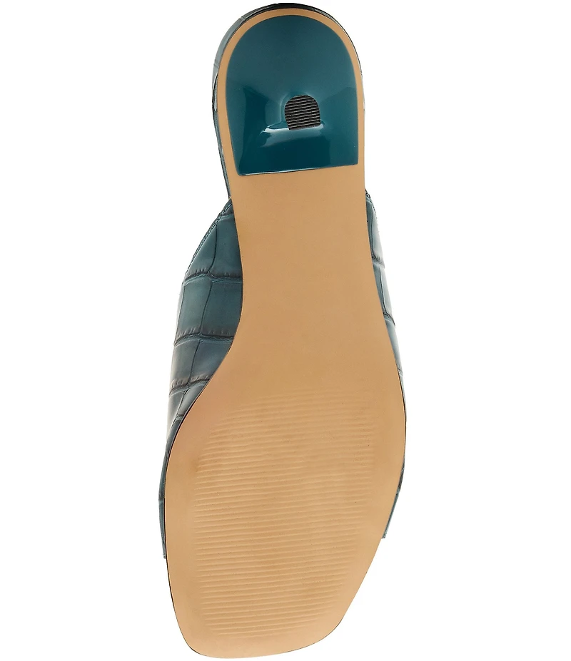 Steve Madden Trina Croco Embossed Kitten Heel Slide Sandals