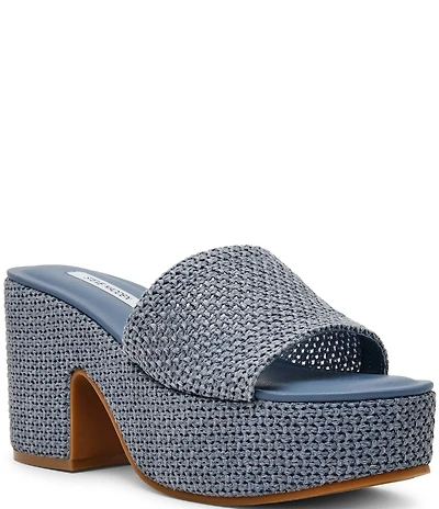 Steve Madden Trippy Crochet Platform Block Heel Slide Sandals