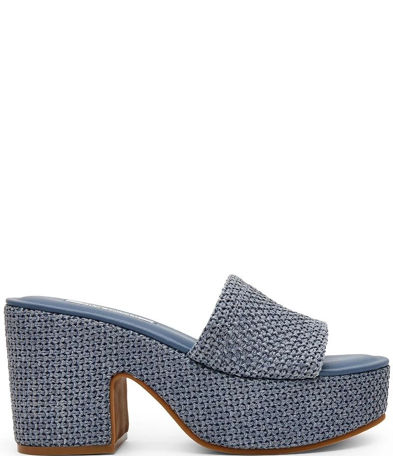 Steve Madden Trippy Crochet Platform Block Heel Slide Sandals