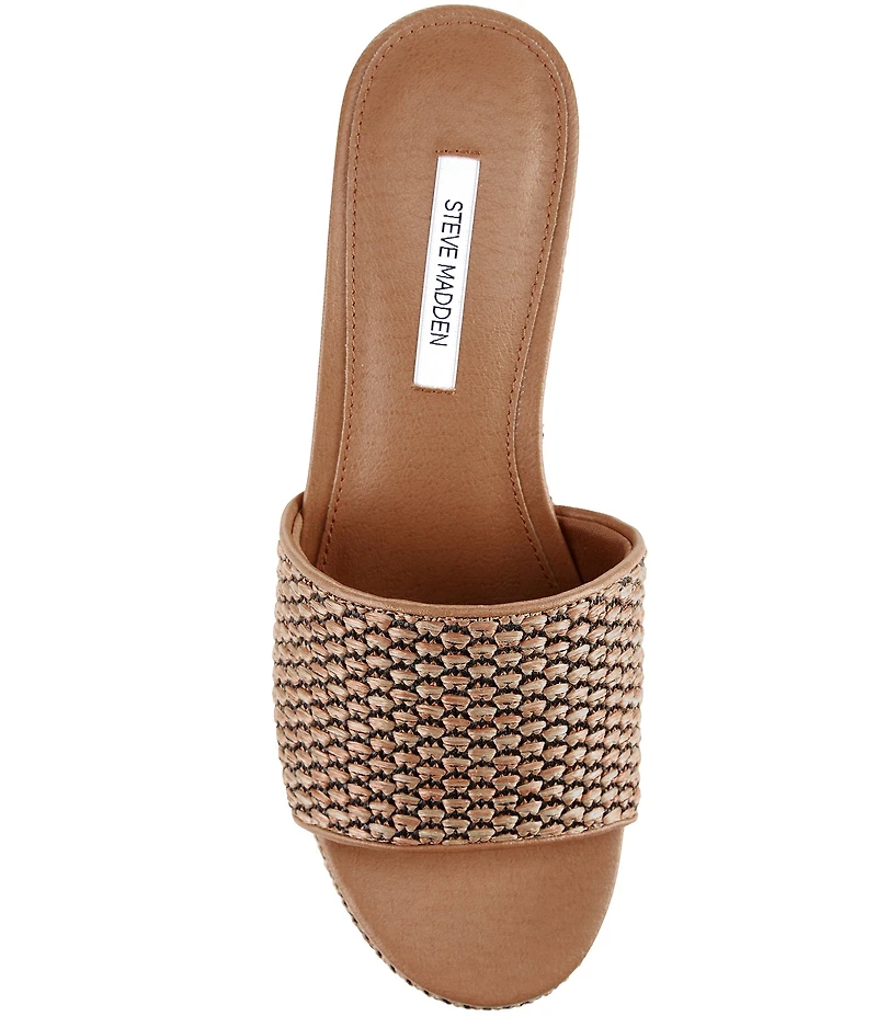Steve Madden Trippy Raffia Platform Block Heel Slide Sandals