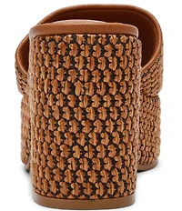 Steve Madden Trippy Raffia Platform Block Heel Slide Sandals