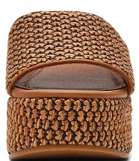 Steve Madden Trippy Raffia Platform Block Heel Slide Sandals