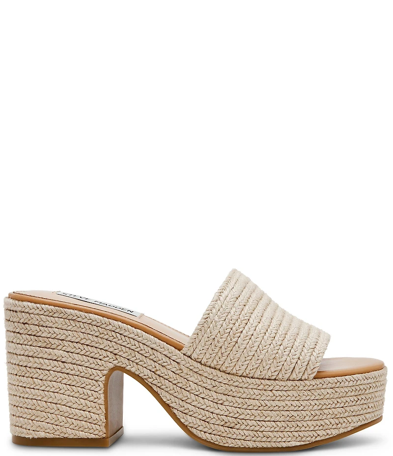 Steve Madden Trippy Woven Rope Platform Block Heel Slide Sandals