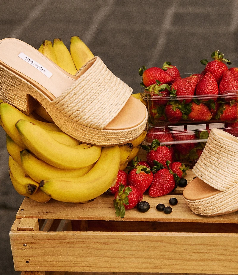 Steve Madden Trippy Woven Rope Platform Block Heel Slide Sandals