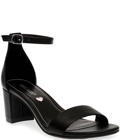 Steve Madden Tween Girls' J-Carrson Leather Block Heel Dress Sandals (Youth)
