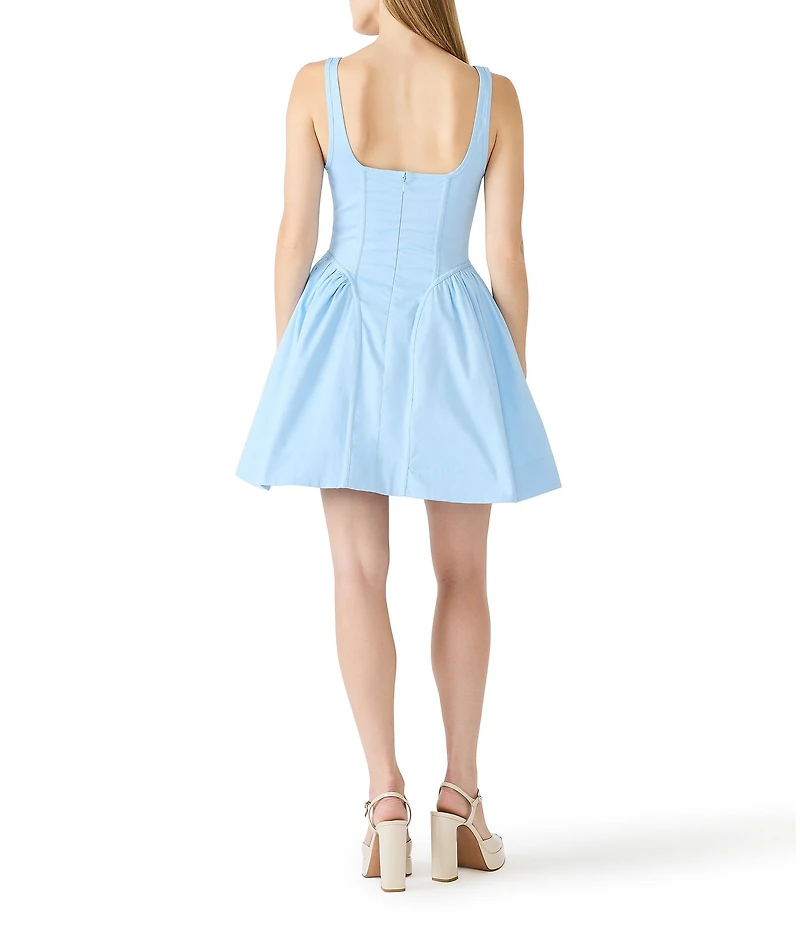 Steve Madden Vail Fit and Flare Drop Waist Sleeveless Square Neck Mini Dress