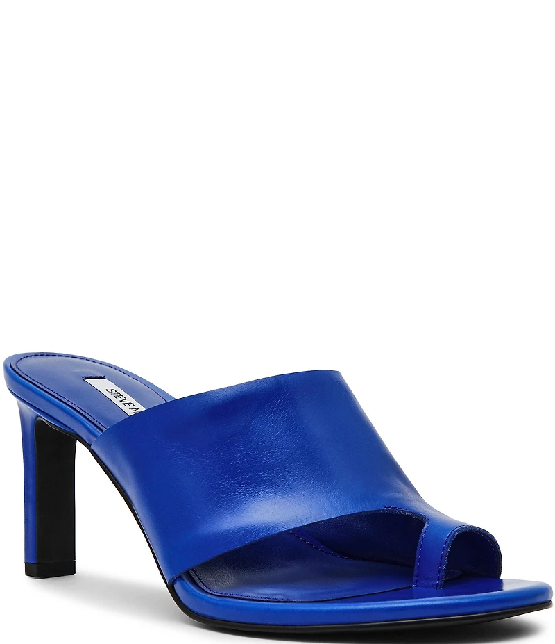 Steve Madden Valentin Glazed Leather Toe Loop Dress Slide Sandals